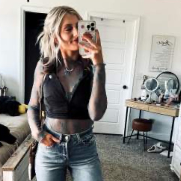 Wild Fable Women's Cropped Denim Black Vest XS - Picture 4 of 10